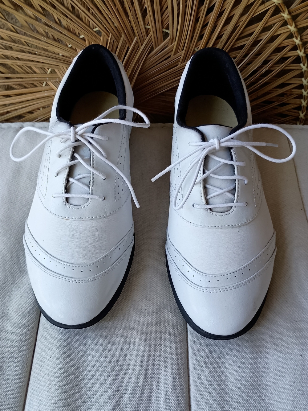 Callaway Women's White Lace-Up Golf Leather Shoes_9